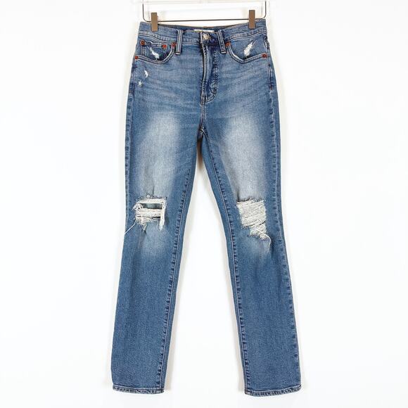 Madewell The Perfect Vintage Jean Women's 26T High Rise Distressed Straight Leg - Picture 1 of 7